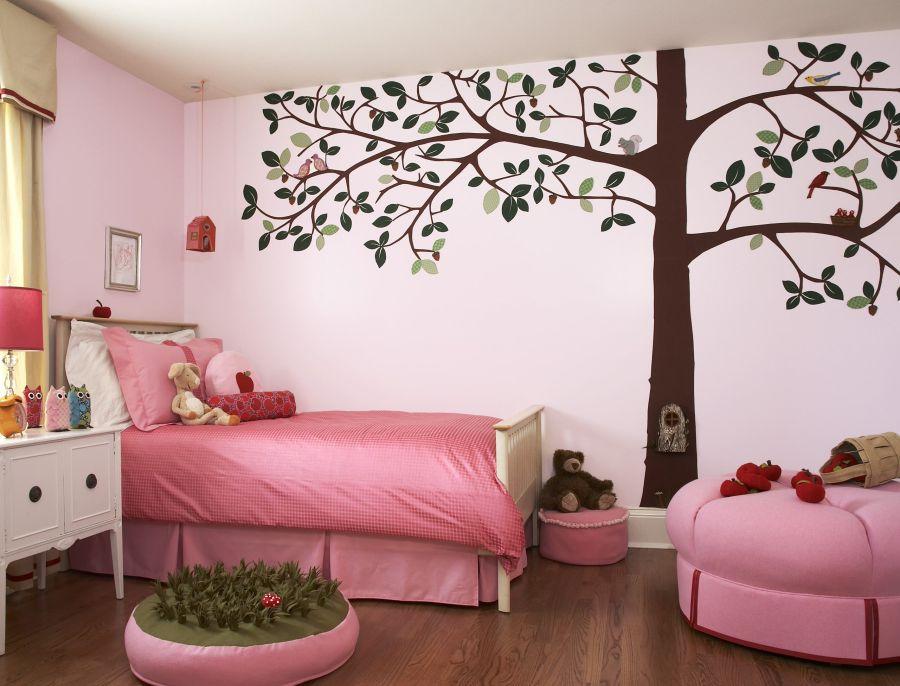 chambre enfant design feminine blanc rose