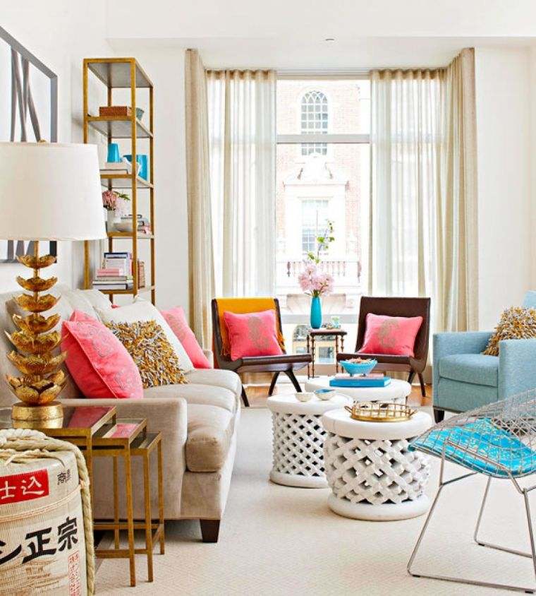 idee couleur decoration feng shui salon accents dores meubles design contemporain