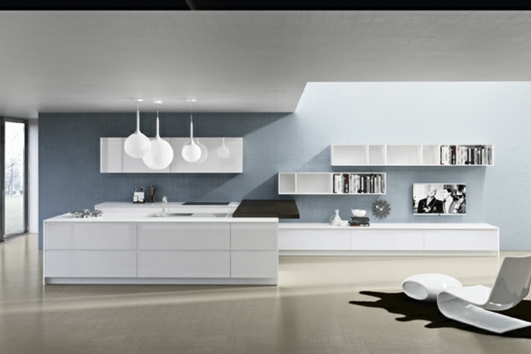 cuisine moderne intérieur aménager idée meubles de cuisine séparer pièces