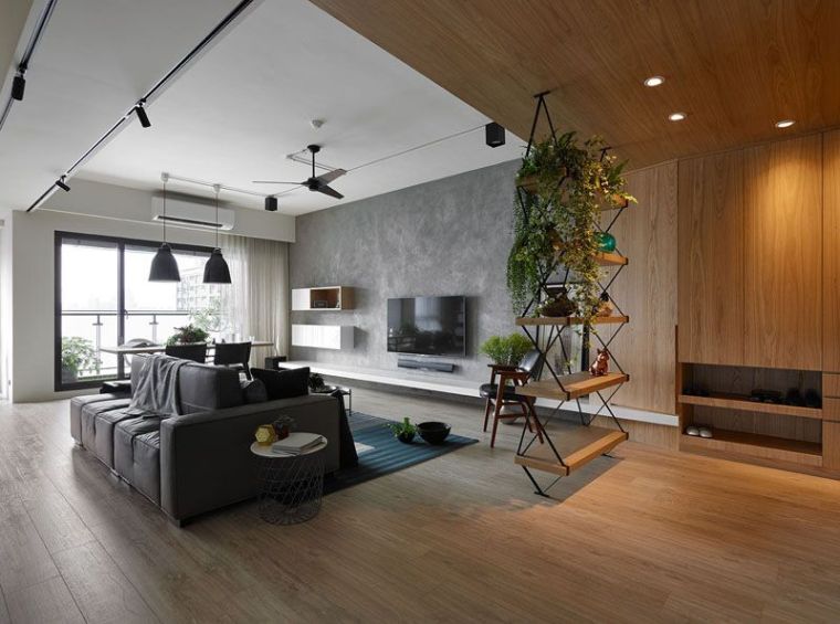 déco appartement moderne jardin vertical interieur etagere bois