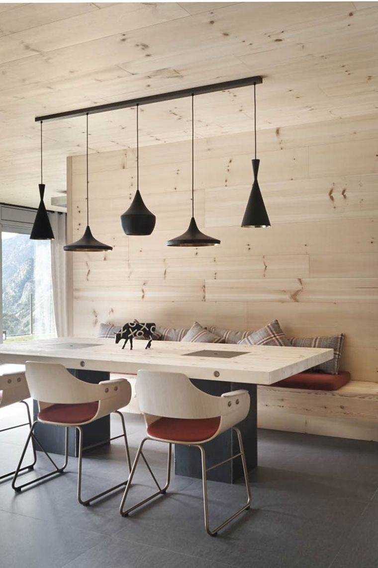 idee de deco mur boiserie style scandinave salle a manger design contemporain