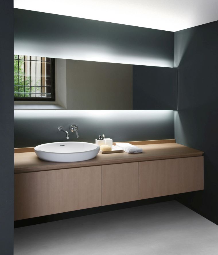 éclairage indirect luminaire bande led miroir meuble salle de bain design