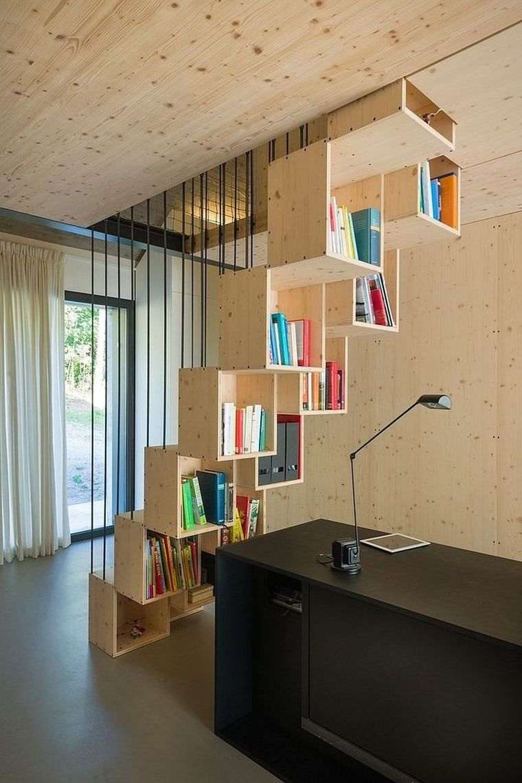 escalier bibliothèque design petits meubles bibliotheque espace de travail rangement