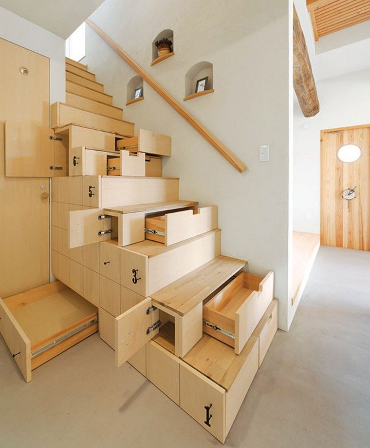 escalier espace rangement sous escalier bois design