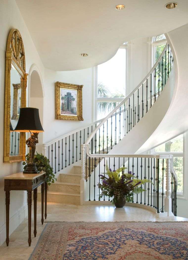 escalier fer forge balustrades design main courantes blanches