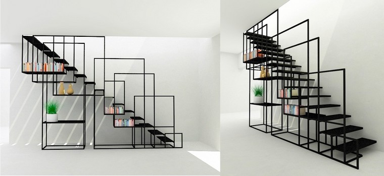 escalier noir design contemporain intérieur moderne idée