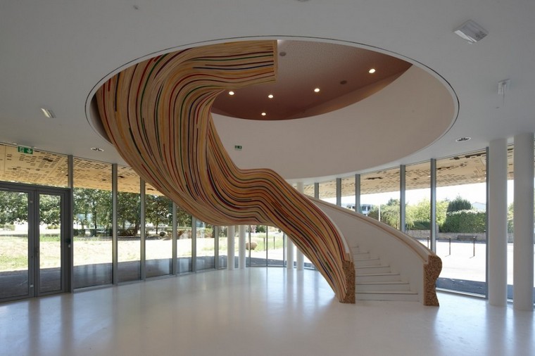 escalier bois design tétrarc architects école des arts paris idées design