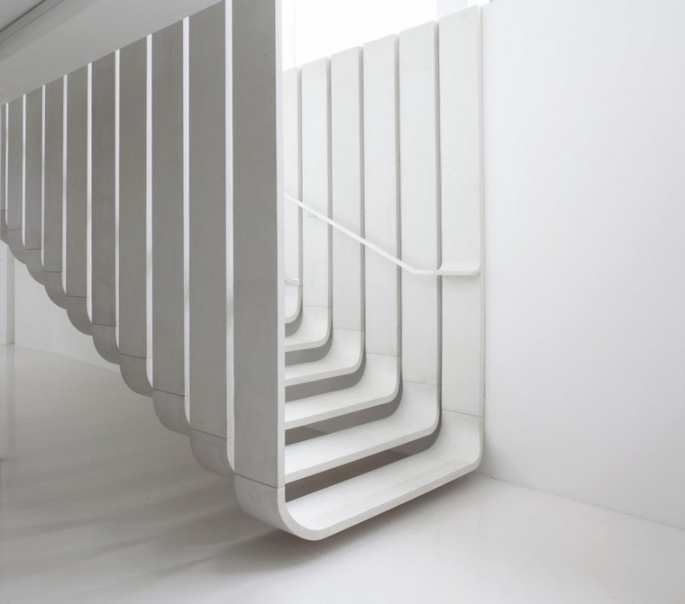 escalier design blanc moderne design contemporain zaha hadid