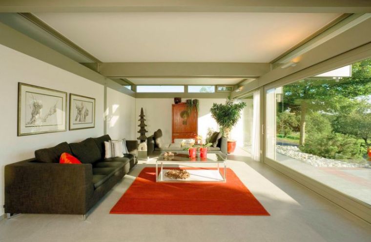 idee feng shui jardin deco zen salon contemporain baie vitree desig