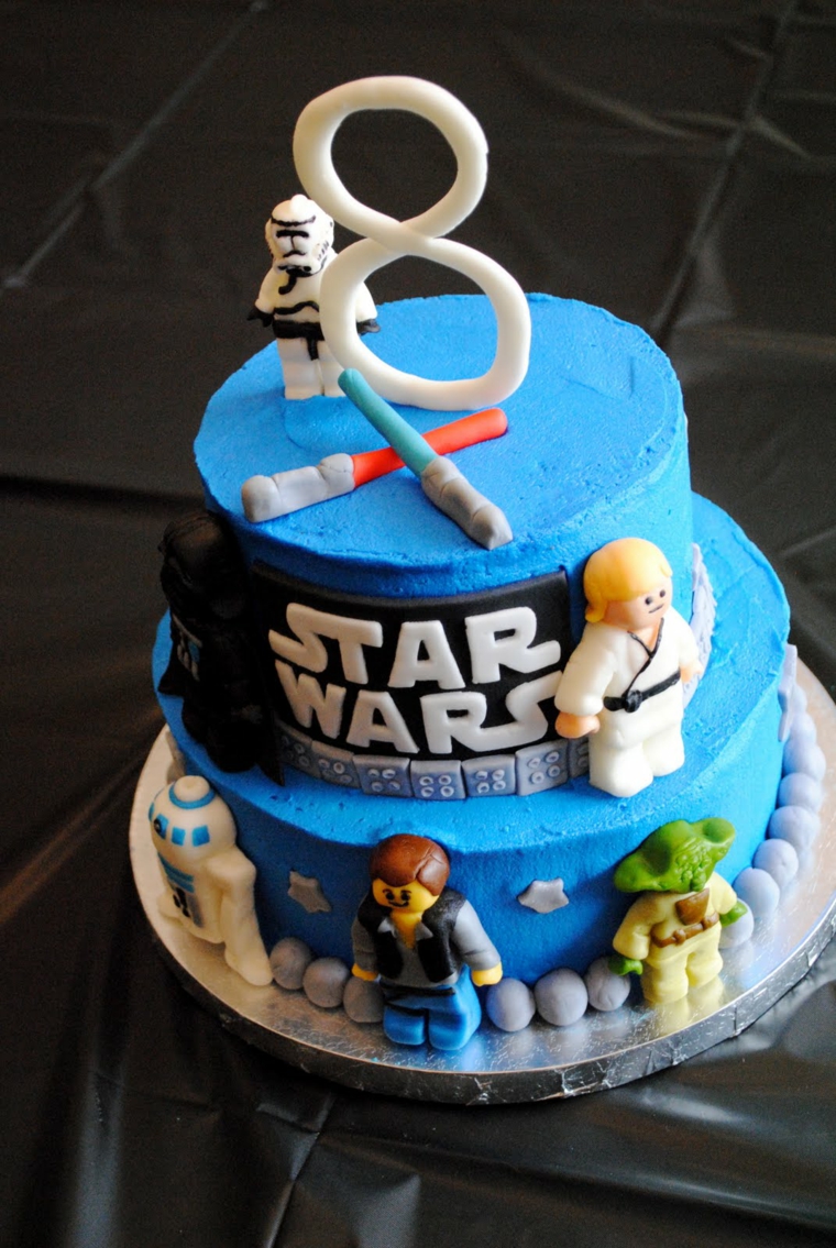 gâteau star wars bleu héros film
