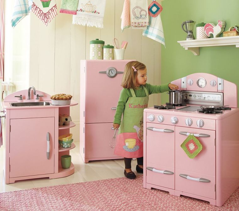 meubles modernes salle de jeux enfant cuisine fille rose