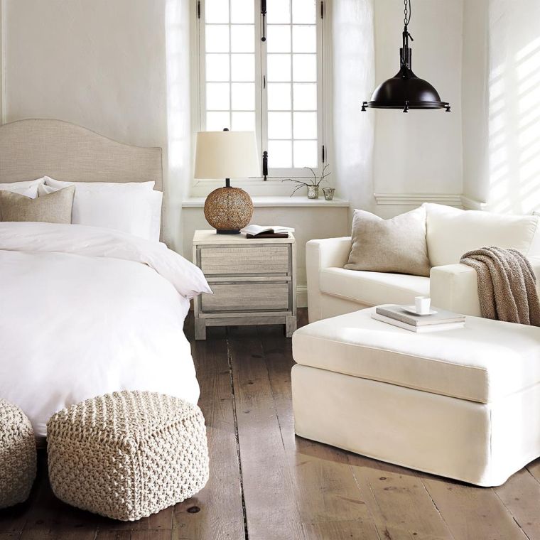 meubles contemporains poufs beige design deco cosy salon chambre atelier bouclair