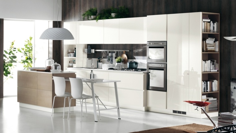 armoire four cuisine placard moderne blanc laque deco cuisine ouverte sur salon colonne 