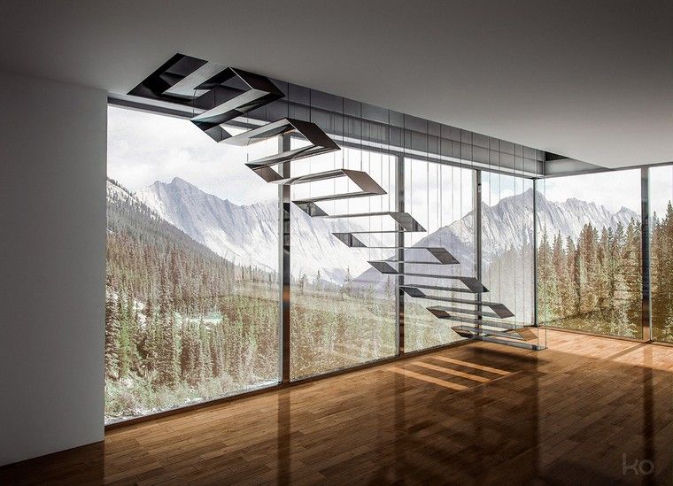 escalier métal moderne design conceptuel design d'intérieur moderne idées
