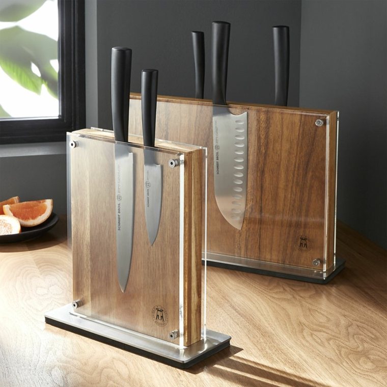 pose-couteaux objet acrylique cuisine transparente