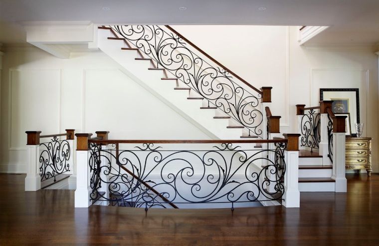 rambarde interieur escalier fer forge couleur escalier decoration contemporaine