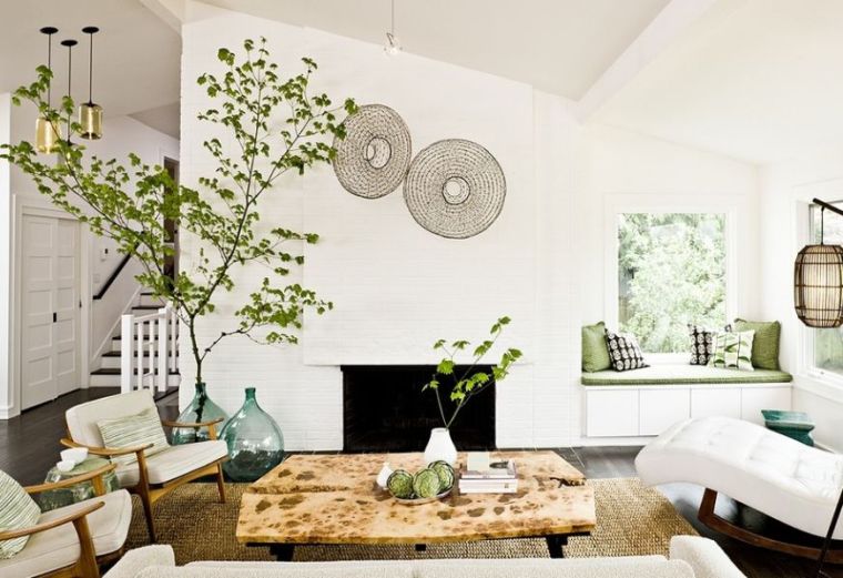 salon feng shui deco ambiance zen couleur blanche images plantes vertes d'intérieur