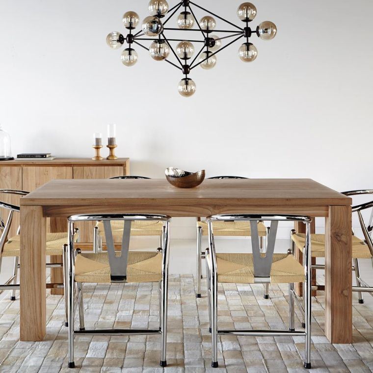 table rectangulaire bois teck salle a manger style contemporain idee deco naturelle