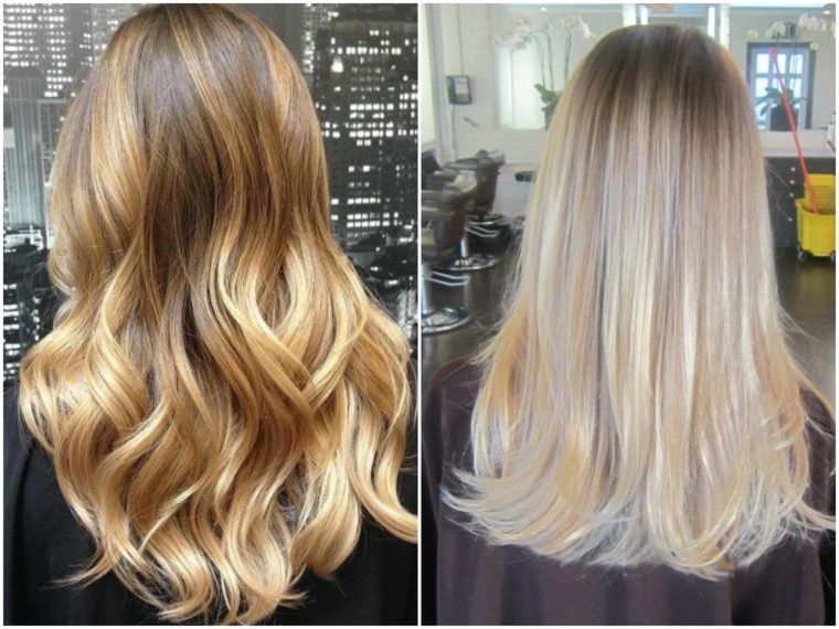 balayage ombre blonde type différent cheveux longs