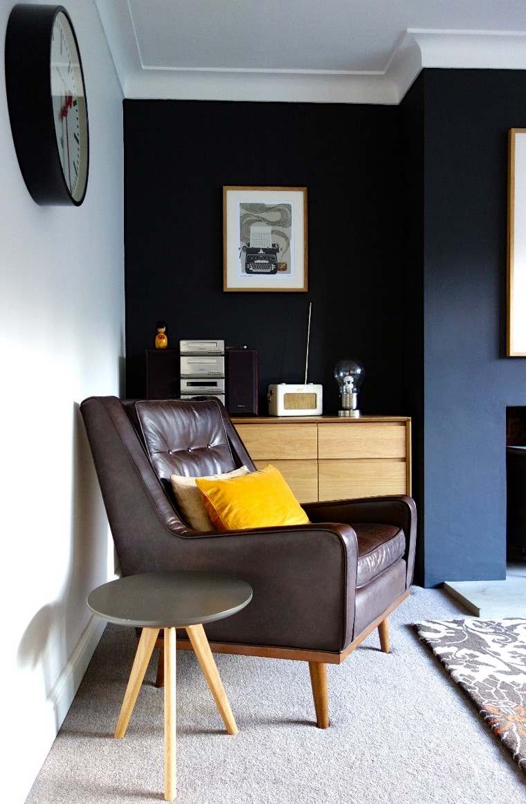 idée intérieur salon fauteuil cuir coussins moderne tendance meuble bois idée intérieur 