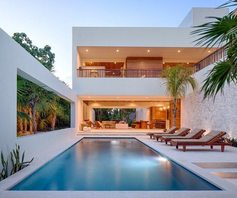 couverture terrasse rez-de-chaussée maison ultra moderne grande piscine