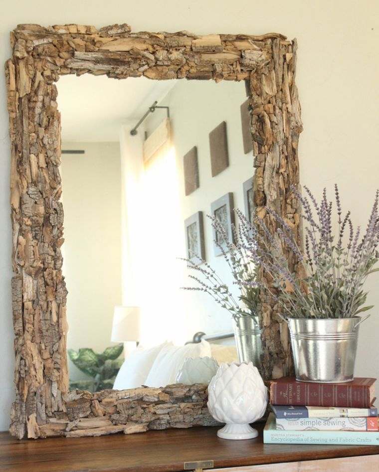 création en bois flotté miroir cadre diy decoration naturelle