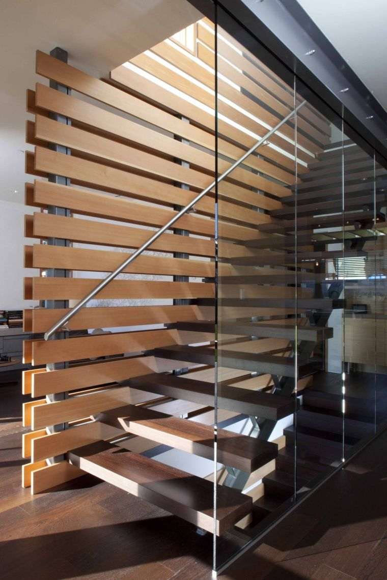 decoration moderne idee escalier suspendu bois verre escaliers interieurs