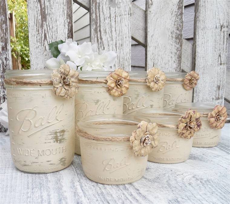 deco mariage champetre chic pot fleurs bougeoirs