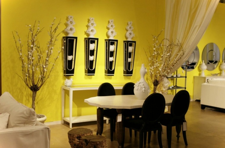 deco peinture murs intérieurs jaune salon design