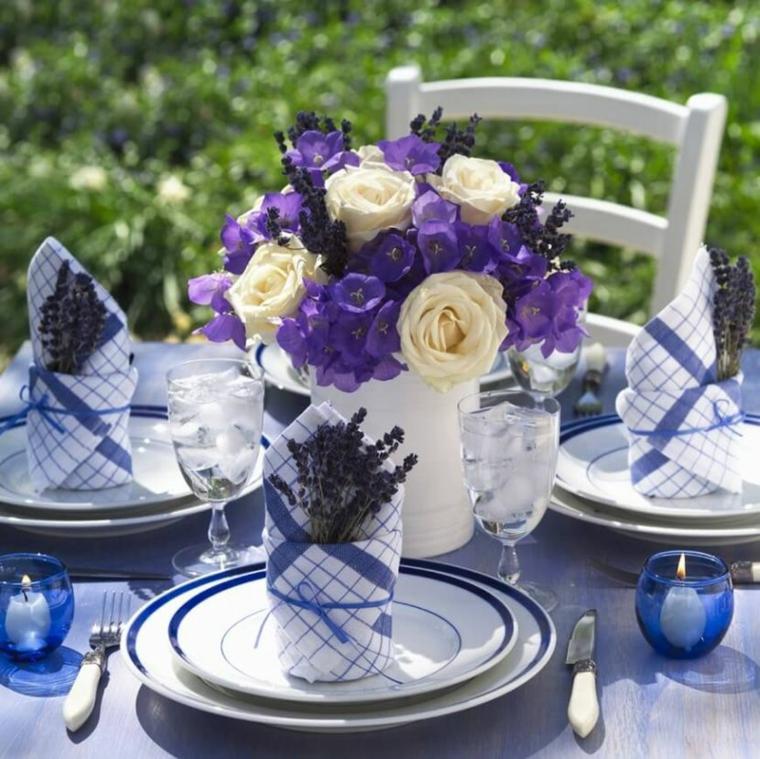 décoration anniversaire adulte thème bleu blanc violet sous soleil
