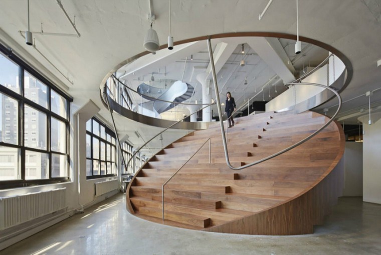 design intérieur moderne escalier bois design contemporain luminaire suspension