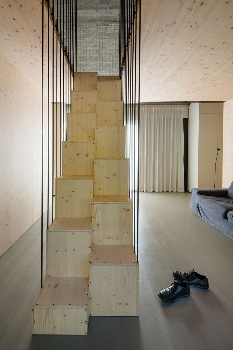 design intérieur moderne idée escalier bois parquet sol 