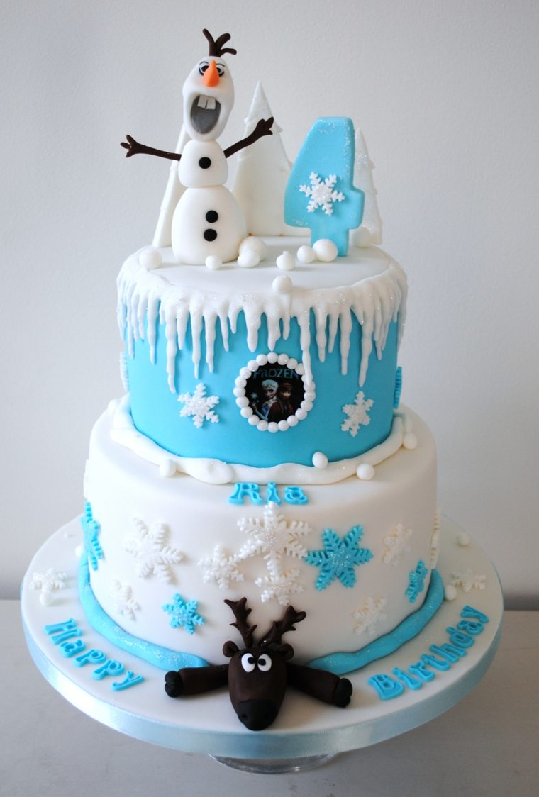 gâteau reine des neiges mignon marrant quatrième anniversaire