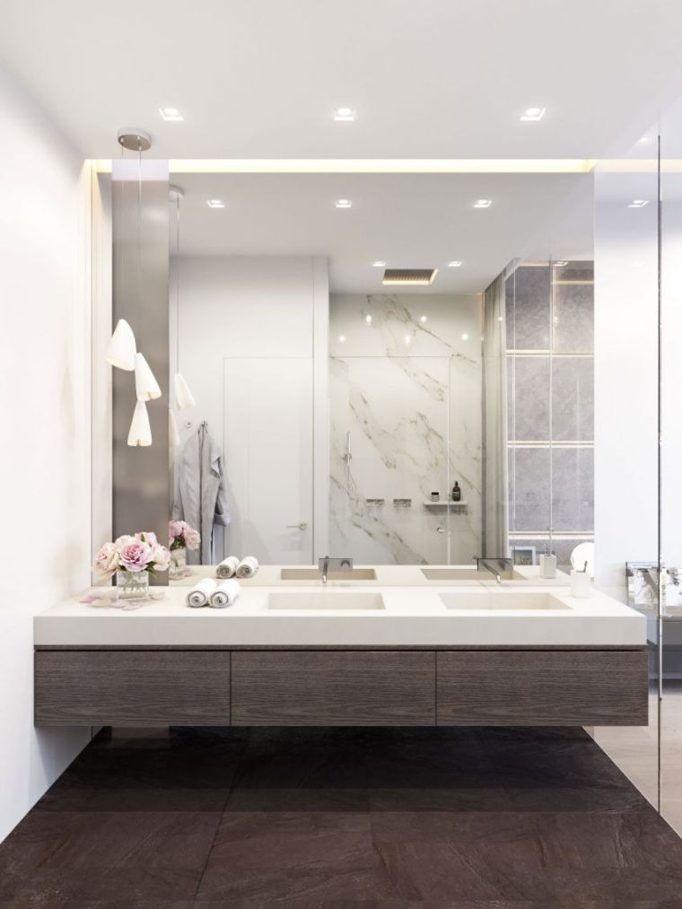 grand miroir contemporain marbre salle de bain idee decoration tendance