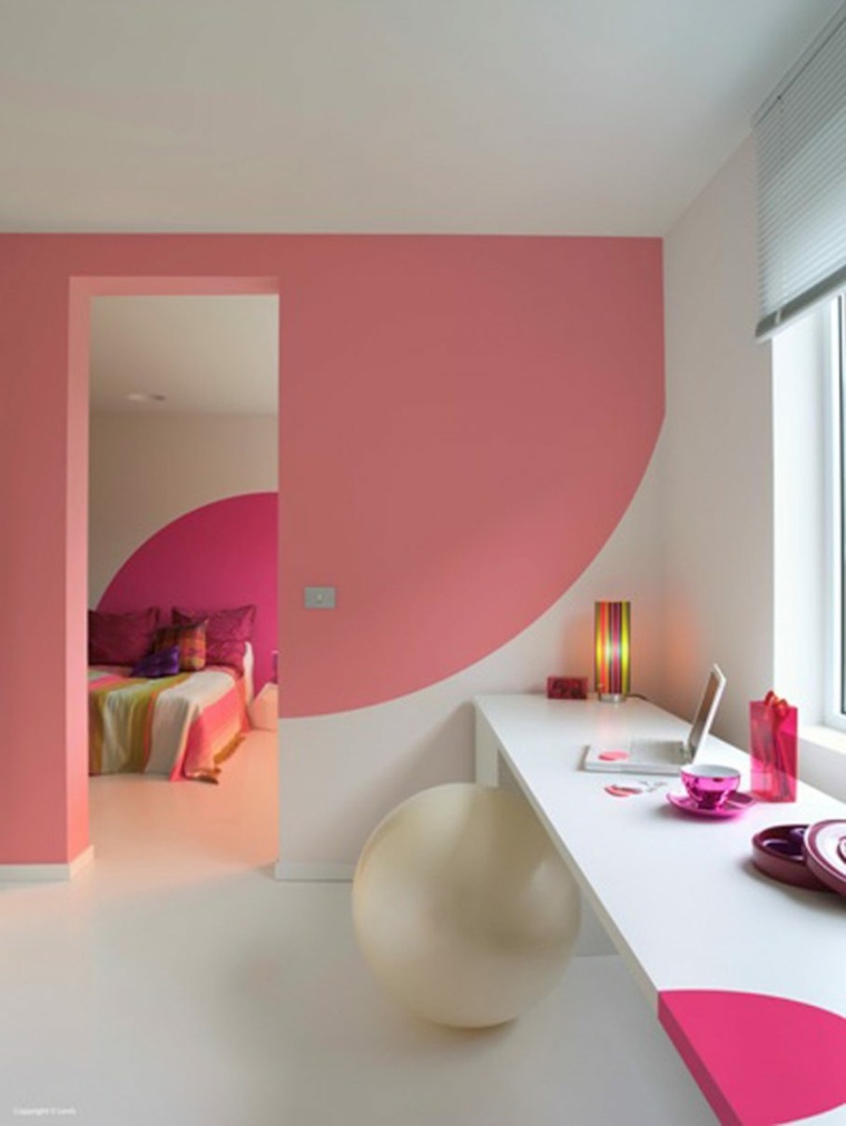 idée peinture rose petite salle gym salle bains communiquant chambre coucher