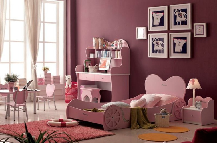 idee peinture violette pâlie rose chambre petite fille