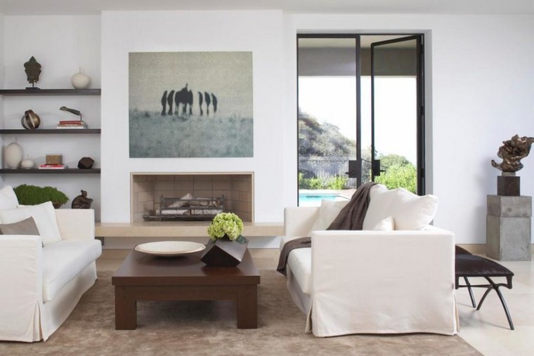 design intérieur petit appartement idée table basse bois tapis beige