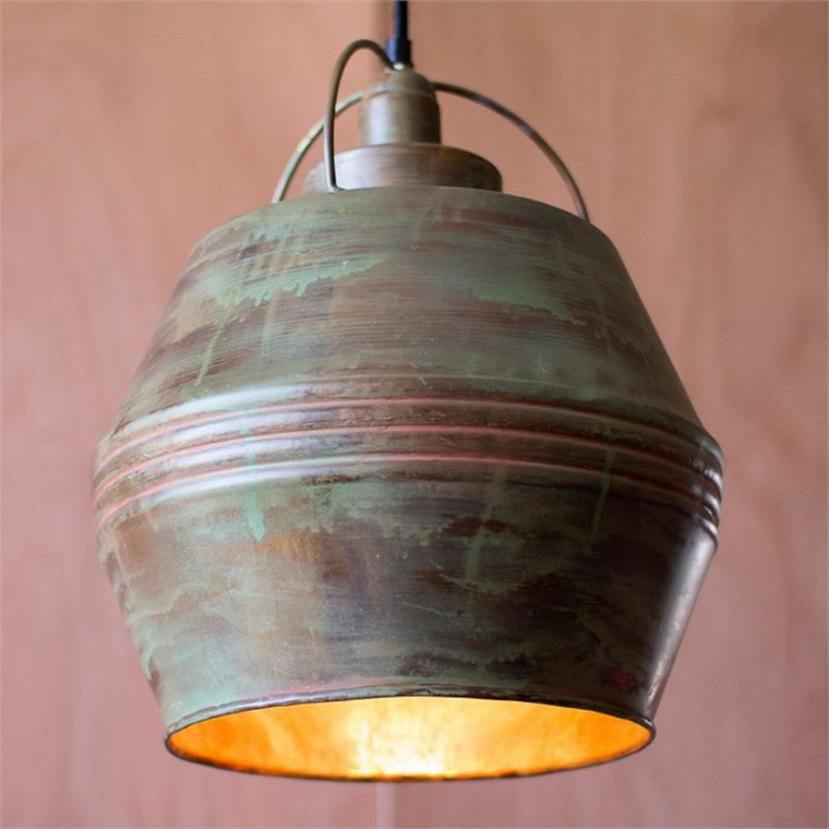 design intérieur association couleur idée luminaire suspension tendance cuivre lampe