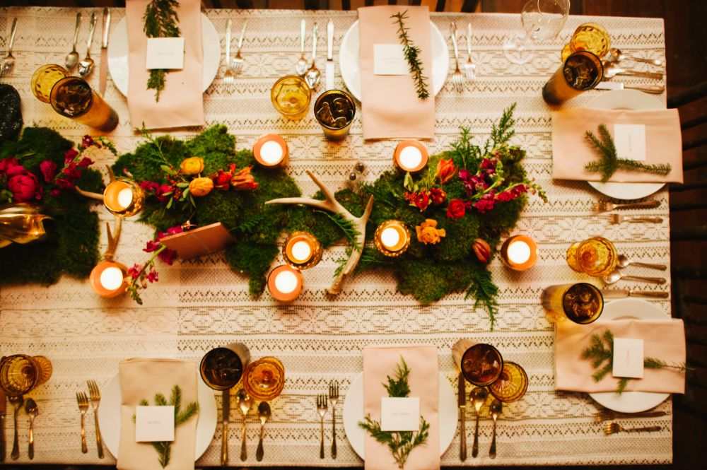 mariage boheme table decorations hiver Rebekkah Murrey Photography