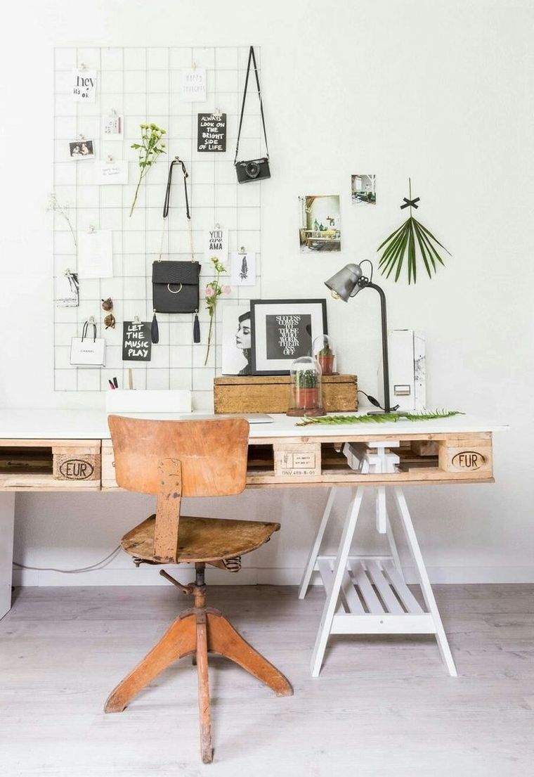 meuble en palette bois bricolage bureau amenagement espace de travail