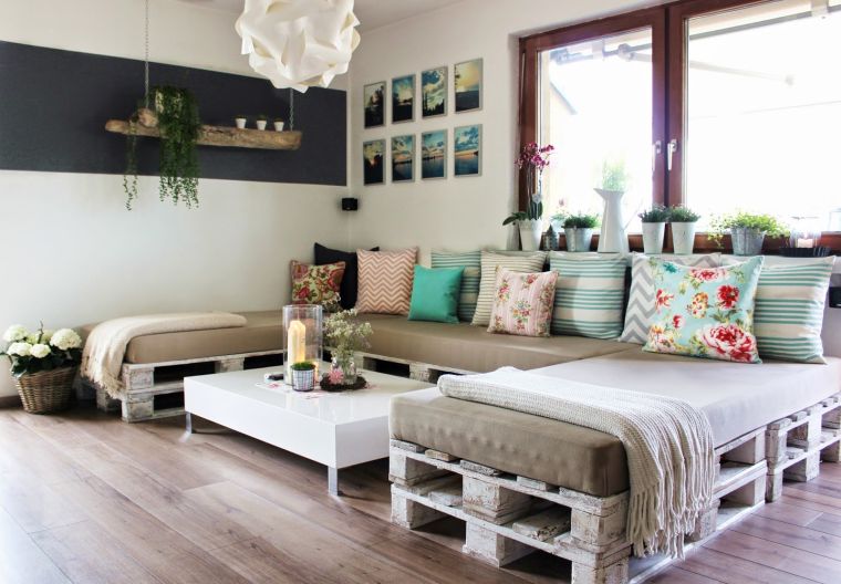 meuble en palette de bois plan banc canapé d'angle diy deco