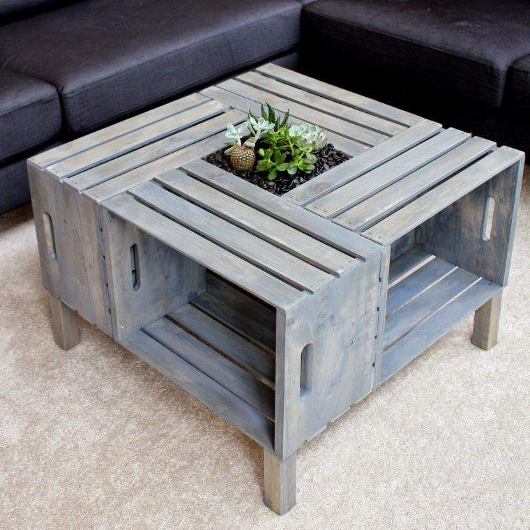 meuble en palette bois plan mobilier salon idee diy deco table basse