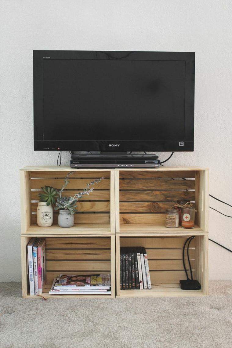 meuble tv palette de bois astuces rangement support ecran plat a fabriquer
