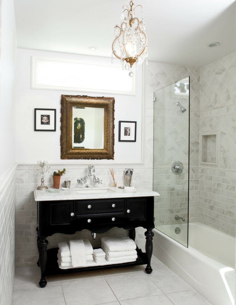 meuble vasque marbre salle de bain meuble noir plan travail idees