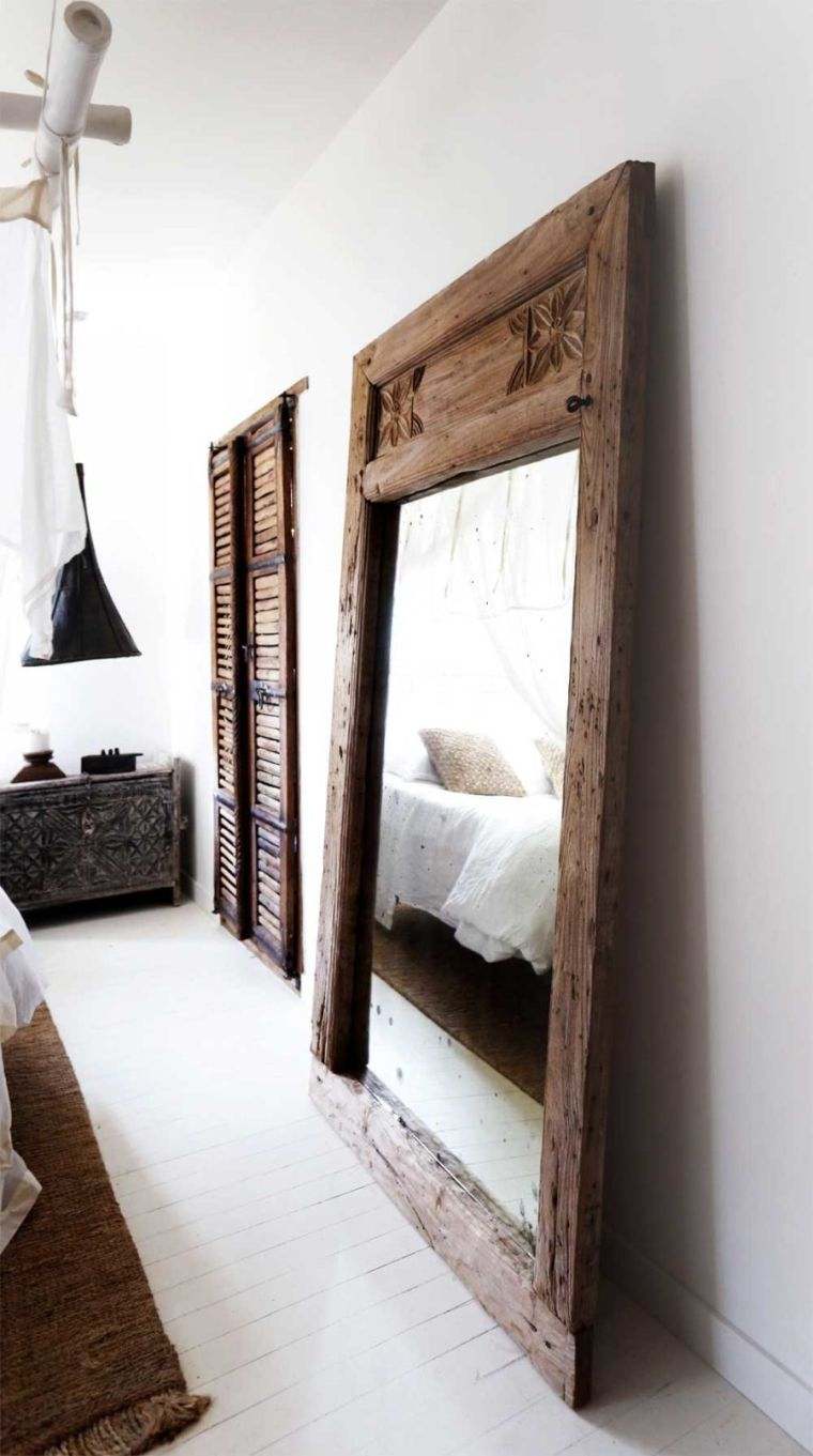 miroir chambre bois brut decoration design contemporain