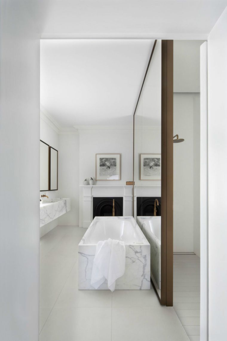 miroir bois cadre salle de bain design moderne meuble separation de piece