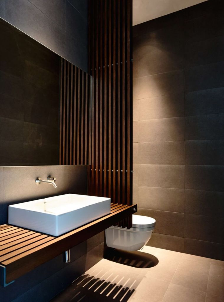 modele miroir salle de bain vasque grand format meuble bois deco toilettes