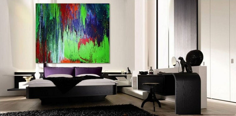 peinture deco blanche tableau couleurs primaire noir chambre moderne design