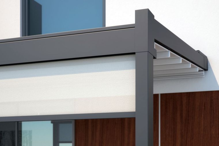pergola adossée aluminium panneau pliable protection soleil terrasse exterieur 