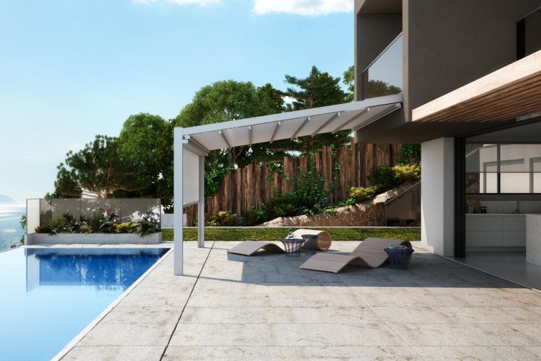 pergola adossée mur accessoire exterieur terrasse protection soleil modeles design